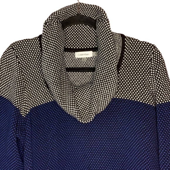 Calvin Klein Ladies Long Sleeve Cowl Neck Blouce Knit Sweater Blue Black Size 1X - Picture 8 of 8